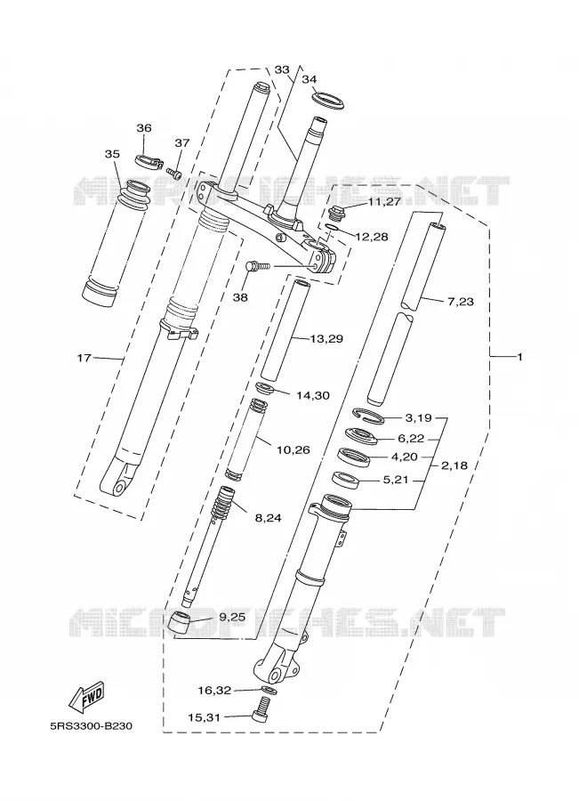 FOURCHE Yamaha MOTO 125 2003 TW  TW125