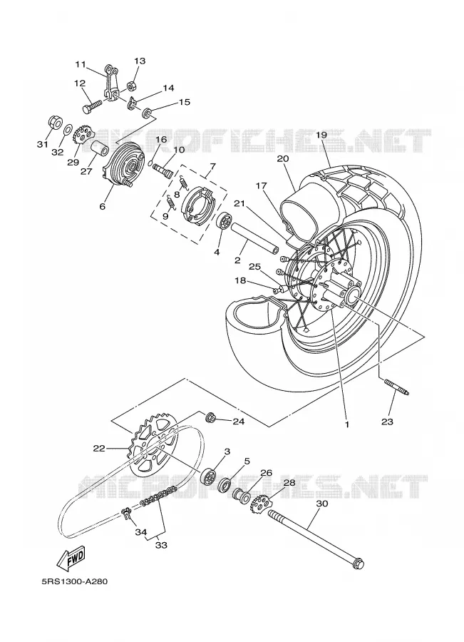 ROUE ARRIERE Yamaha MOTO 125 2003 TW  TW125