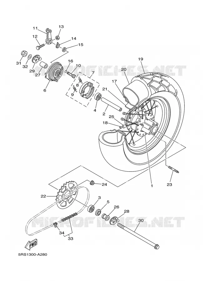 ROUE ARRIERE Yamaha MOTO 125 2003 TW  TW125