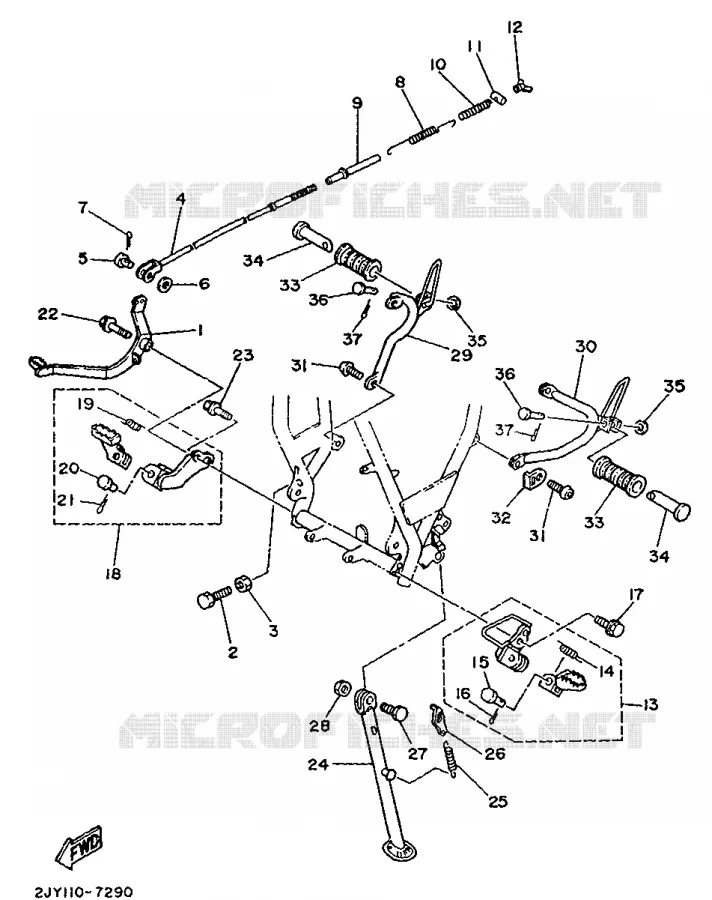 SUPPORT / REPOSE PIEDS Yamaha MOTO 200 1994 TW  TW200E