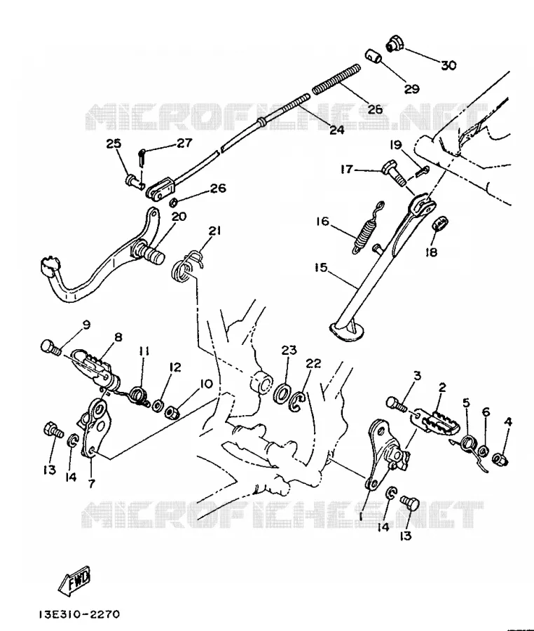 SUPPORT / REPOSE PIEDS Yamaha MOTO 125 1989 TY  TY125