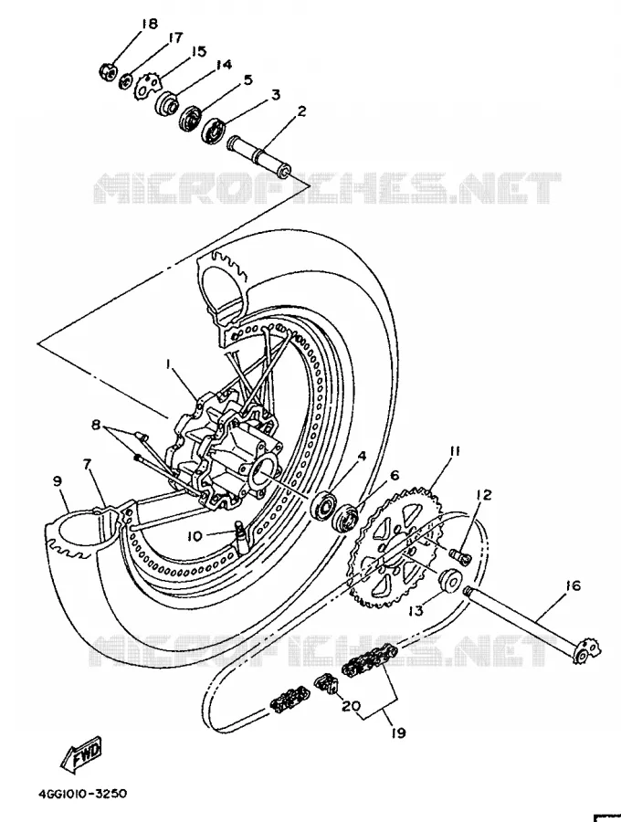ROUE ARRIERE Yamaha MOTO 250 1994 TY  TY250Z