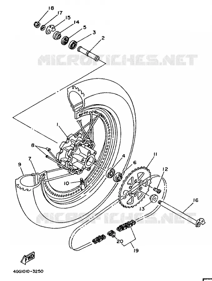 ROUE ARRIERE Yamaha MOTO 250 1996 TY  TY250Z