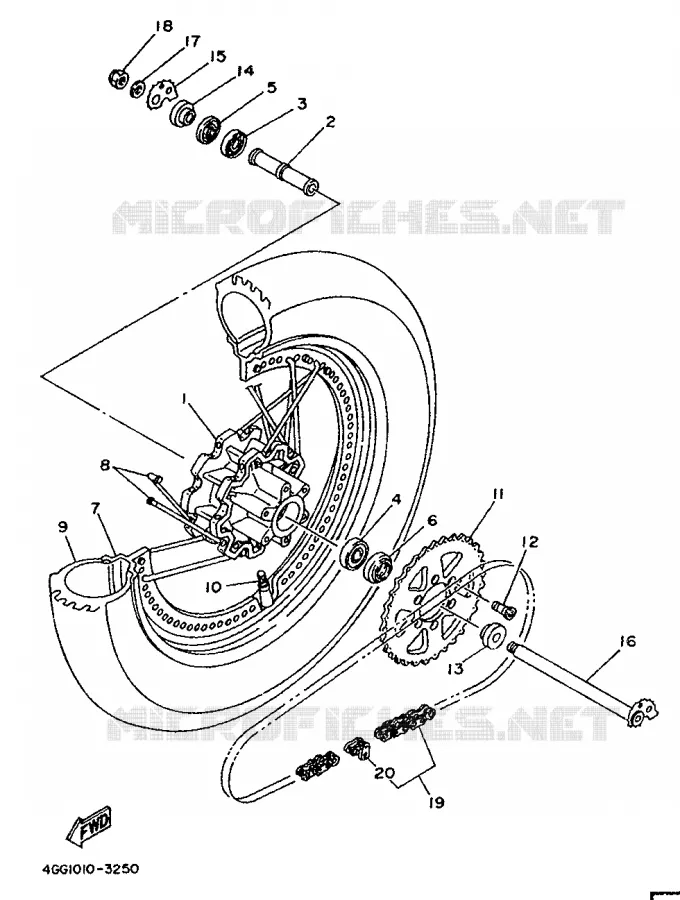 ROUE ARRIERE Yamaha MOTO 250 1996 TY  TY250Z