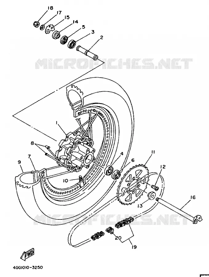 ROUE ARRIERE Yamaha MOTO 250 1996 TY  TY250Z