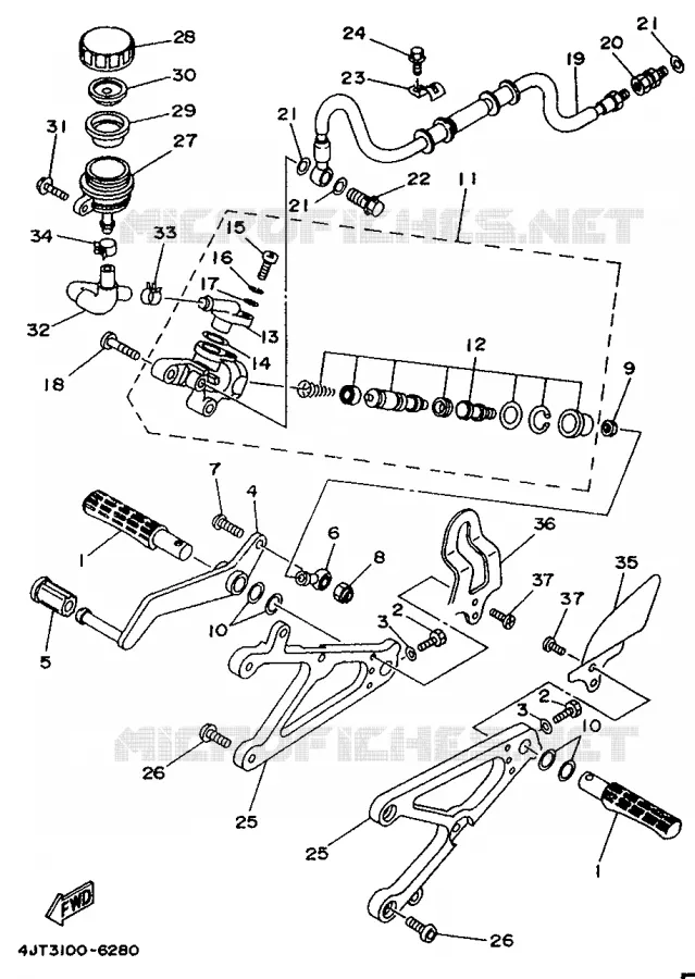 SUPPORT / REPOSE PIEDS Yamaha MOTO 125 1996 TZ  TZ125