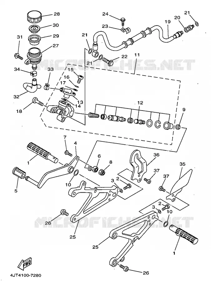 SUPPORT / REPOSE PIEDS Yamaha MOTO 125 1997 TZ  TZ125