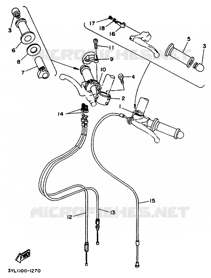 GUIDON ET CABLES Yamaha MOTO 250 1991 TZ  TZ250