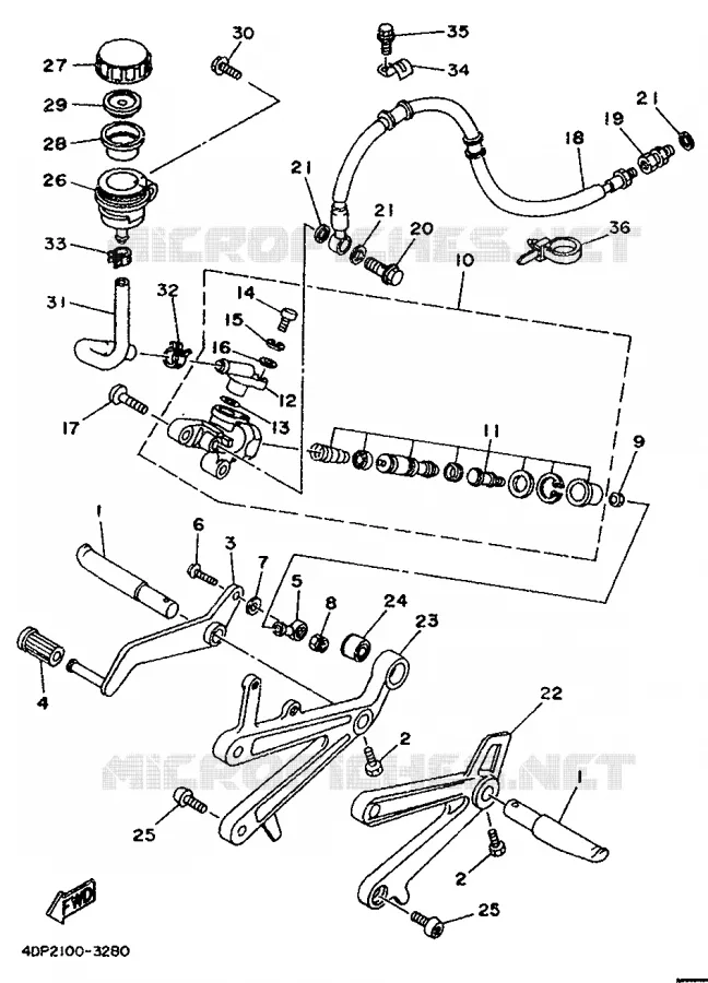 SUPPORT / REPOSE PIEDS Yamaha MOTO 250 1993 TZ  TZ250