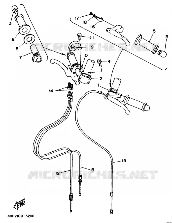 GUIDON ET CABLES Yamaha MOTO 250 1994 TZ  TZ250