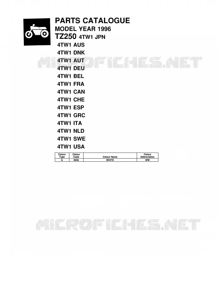 * CATALOG PREFACE * Yamaha MOTO 250 1996 TZ  TZ250