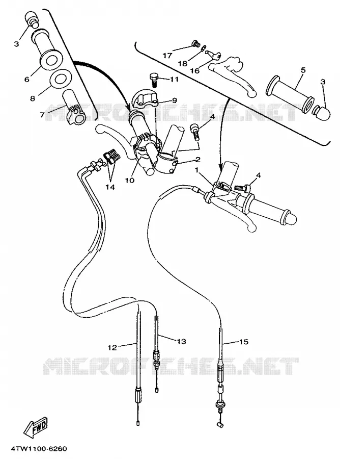 GUIDON ET CABLES Yamaha MOTO 250 1996 TZ  TZ250