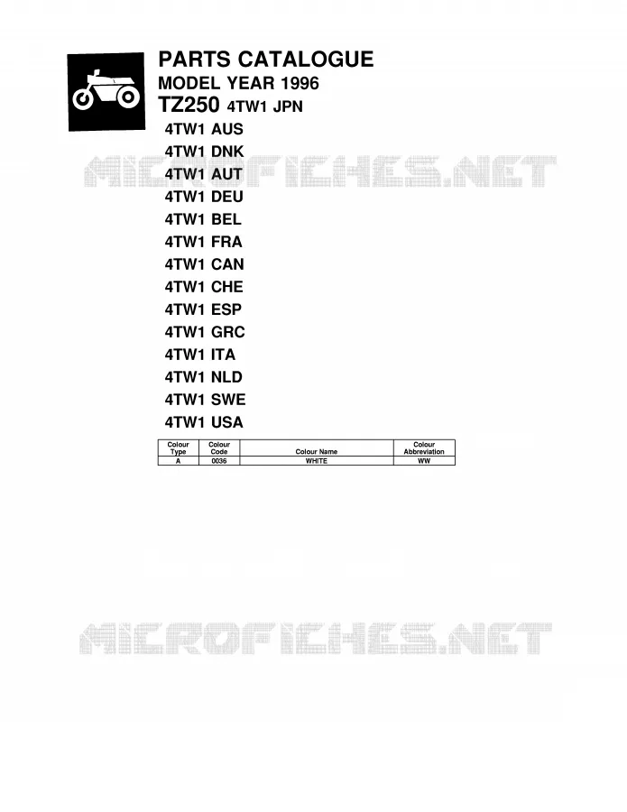 * CATALOG PREFACE * Yamaha MOTO 250 1996 TZ  TZ250