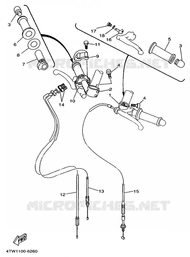 GUIDON ET CABLES Yamaha MOTO 250 1996 TZ  TZ250