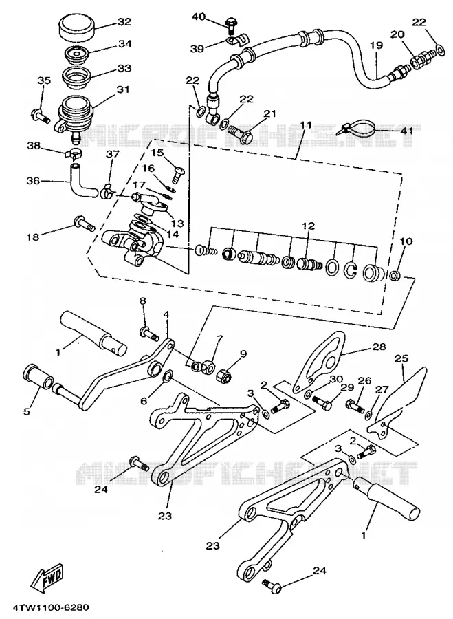 SUPPORT / REPOSE PIEDS Yamaha MOTO 250 1996 TZ  TZ250