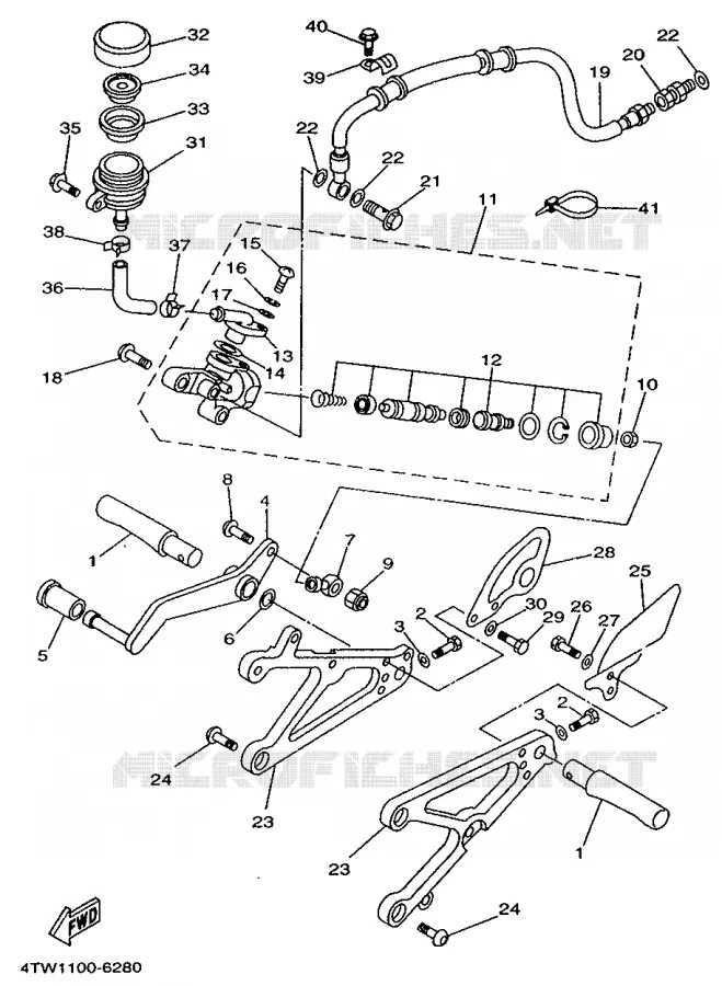 SUPPORT / REPOSE PIEDS Yamaha MOTO 250 1997 TZ  TZ250