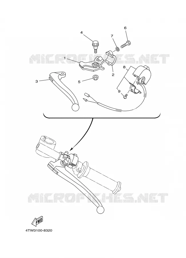 COMMODO / LEVIER Yamaha MOTO 250 2001 TZ  TZ250