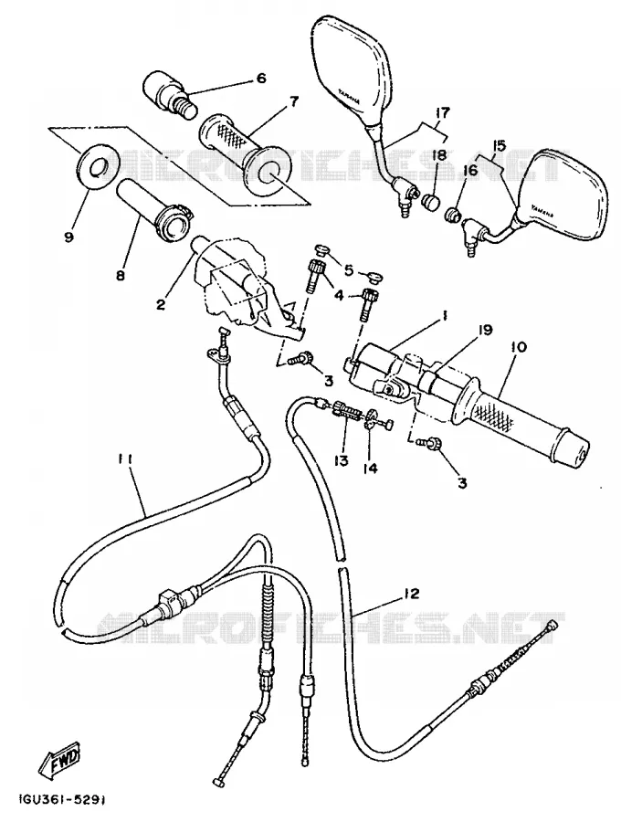 GUIDON ET CABLES Yamaha MOTO 125 1989 TZR  TZR125