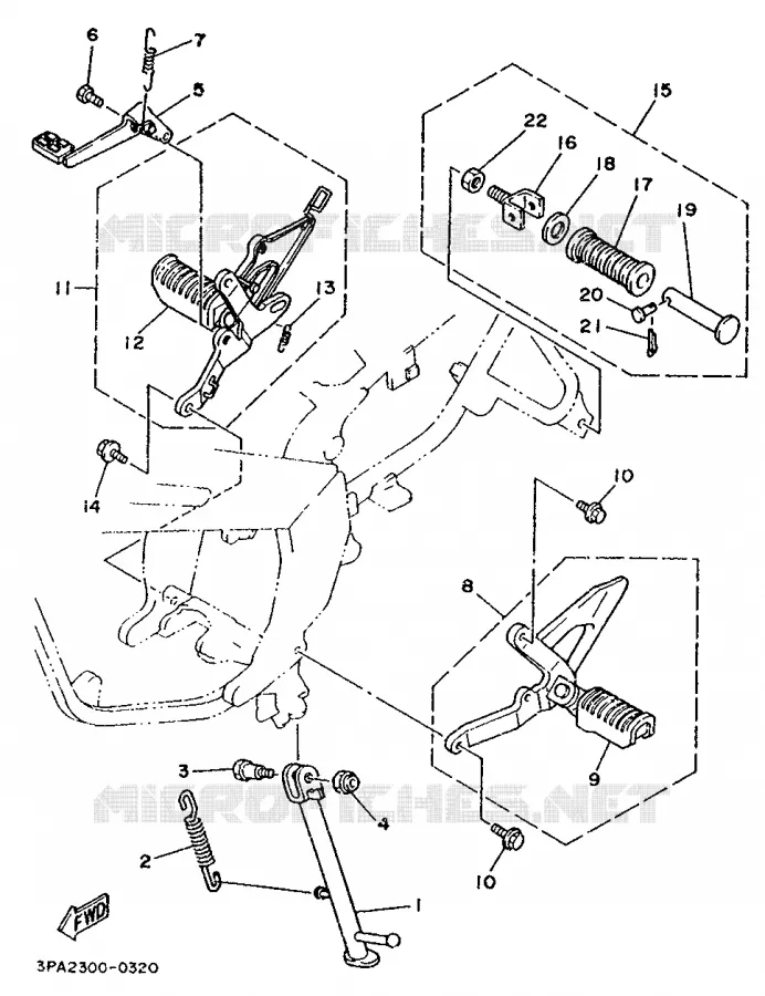SUPPORT / REPOSE PIEDS Yamaha MOTO 125 1990 TZR  TZR125