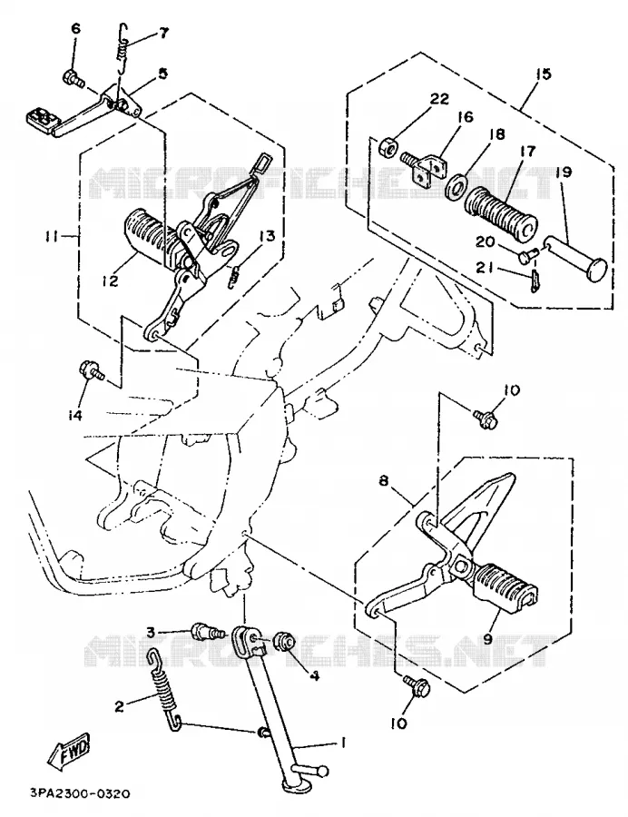 SUPPORT / REPOSE PIEDS Yamaha MOTO 125 1990 TZR  TZR125