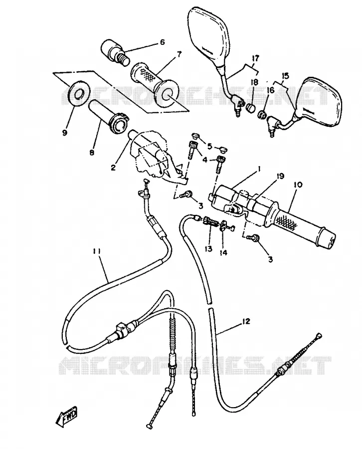 GUIDON ET CABLES Yamaha MOTO 125 1991 TZR  TZR125