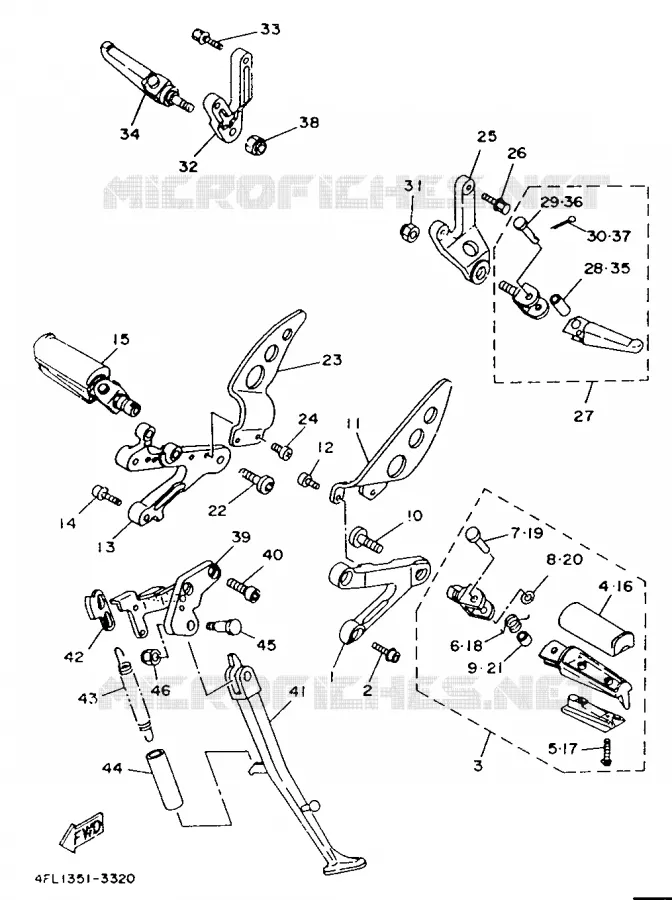 SUPPORT / REPOSE PIEDS Yamaha MOTO 125 1993 TZR  TZR125