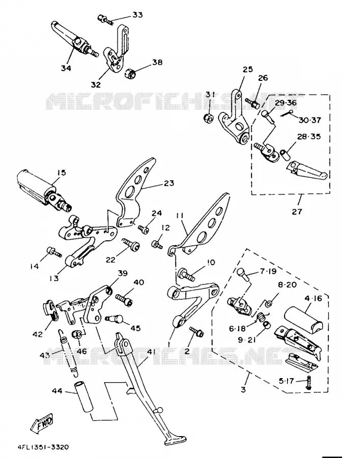 SUPPORT / REPOSE PIEDS Yamaha MOTO 125 1995 TZR  TZR125