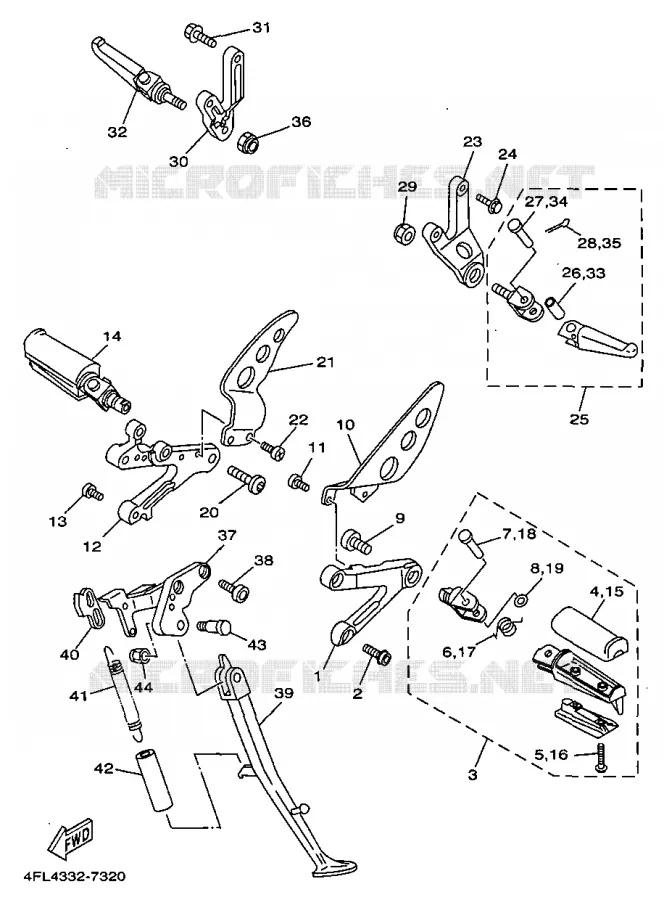 SUPPORT / REPOSE PIEDS Yamaha MOTO 125 1997 TZR  TZR125
