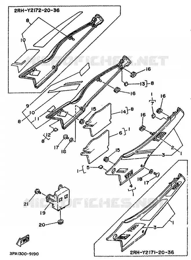 COUVERCLE LATERAL Yamaha MOTO 125 1989 TZR  TZR125L