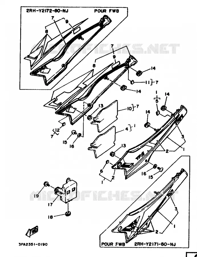 COUVERCLE LATERAL Yamaha MOTO 125 1990 TZR  TZR125L