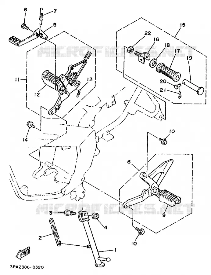 SUPPORT / REPOSE PIEDS Yamaha MOTO 125 1990 TZR  TZR125L