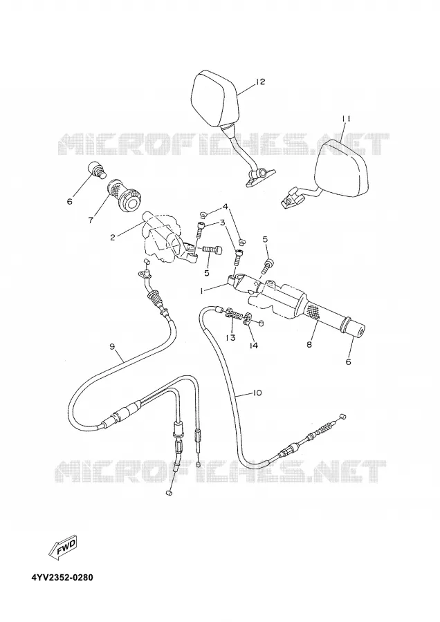 GUIDON ET CABLES Yamaha MOTO 50 2002 TZR  TZR50