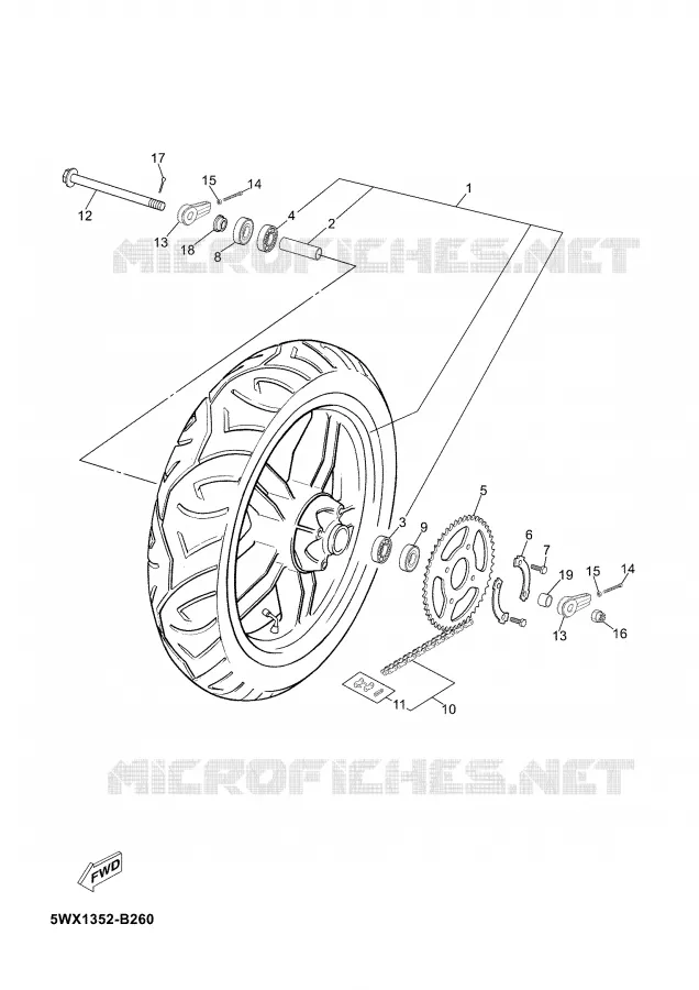 ROUE ARRIERE Yamaha MOTO 50 2003 TZR  TZR50