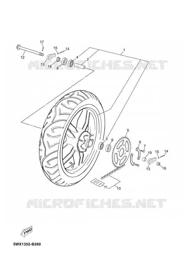 ROUE ARRIERE Yamaha MOTO 50 2003 TZR  TZR50
