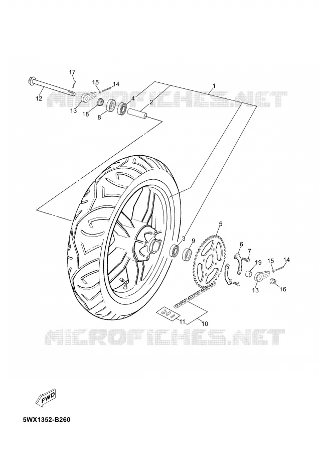 ROUE ARRIERE Yamaha MOTO 50 2004 TZR  TZR50
