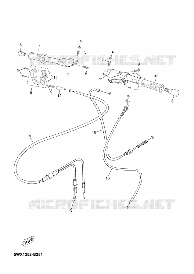 GUIDON ET CABLES Yamaha MOTO 50 2004 TZR  TZR50