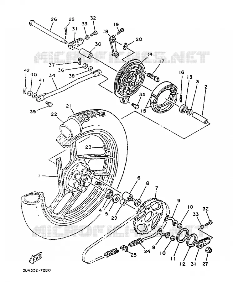 ROUE ARRIERE Yamaha MOTO 80 1987 TZR  TZR80