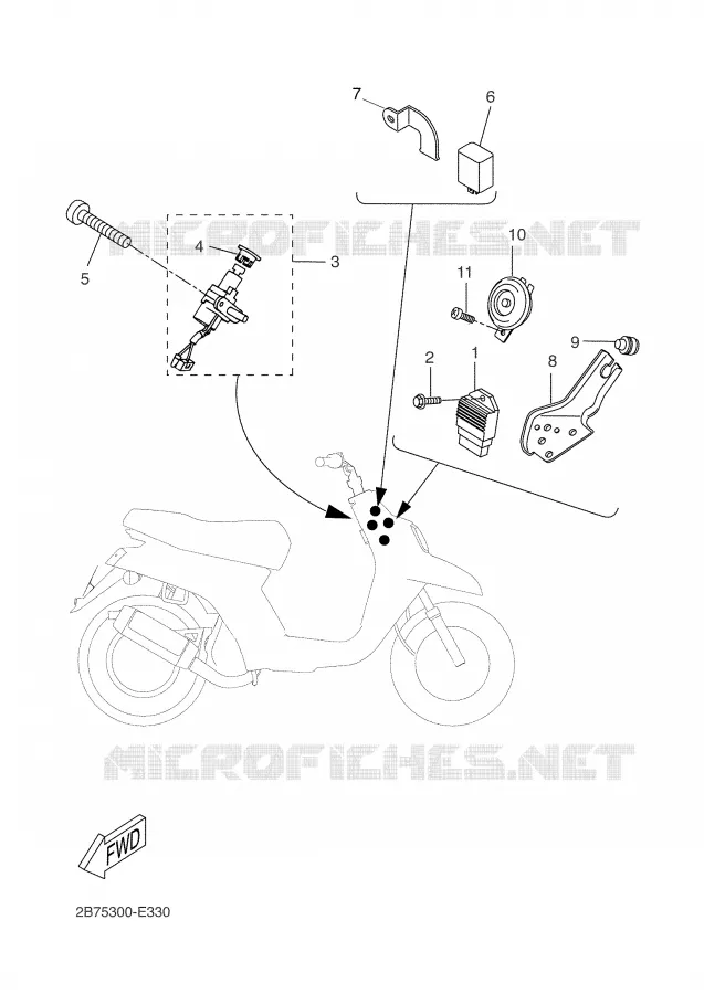 PARTIE ELECTRIQUE 1 Yamaha SCOOTER 50 2007 BW'S  CW50N