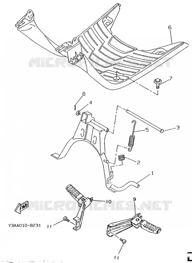 SUPPORT / REPOSE PIEDS Yamaha SCOOTER 50 1995 BOOSTER  CW50R