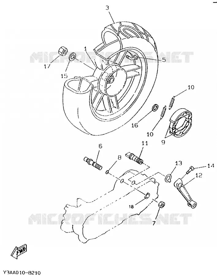 ROUE ARRIERE Yamaha SCOOTER 50 1995 BOOSTER  CW50R