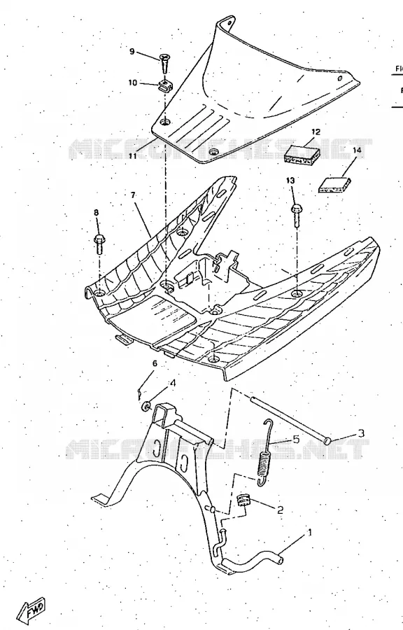 SUPPORT / REPOSE PIEDS Yamaha SCOOTER 50 1997 BOOSTER  CW50RS