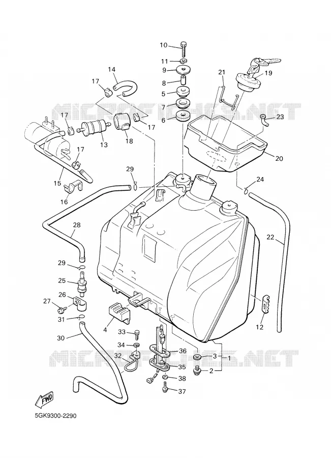 RESERVOIR A ESSENCE Yamaha MOTO 1200 2002 VMAX  VMX12