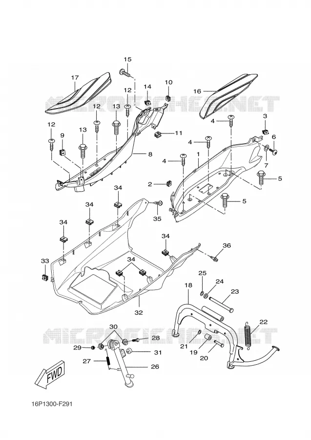 SUPPORT / REPOSE PIEDS Yamaha SCOOTER 125 2008 XCITY  VP125 XCITY