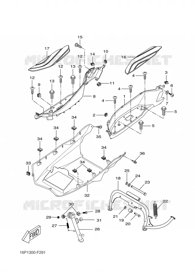 SUPPORT / REPOSE PIEDS Yamaha SCOOTER 250 2007 XCITY  VP250