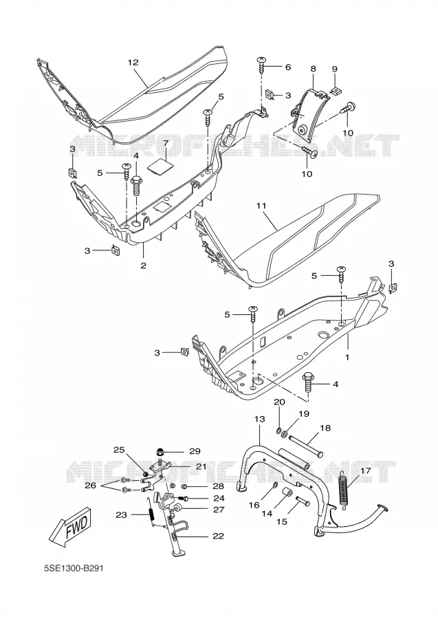 SUPPORT / REPOSE PIEDS Yamaha SCOOTER 300 2002 VERSITY  VP300