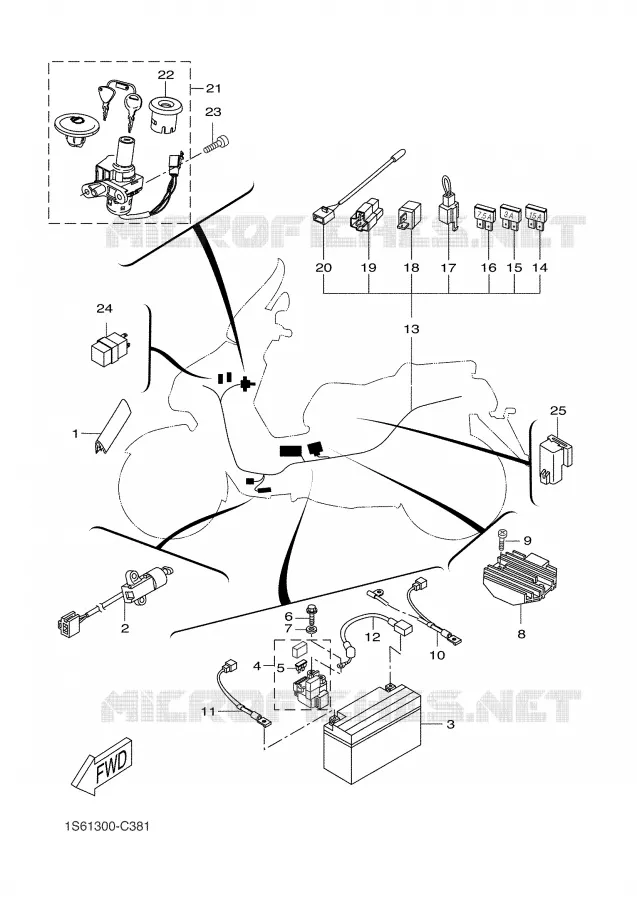 PARTIE ELECTRIQUE 1 Yamaha SCOOTER 300 2004 VERSITY  VP300 VERSITY