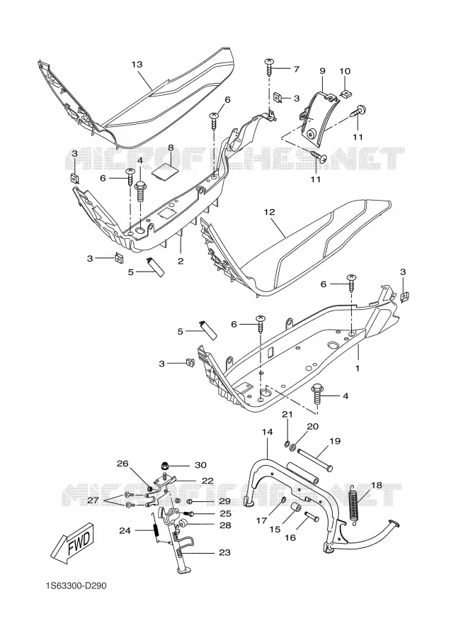 BEQUILLE / REPOSE PIEDS Yamaha SCOOTER 300 2006 VERSITY  VP300 VERSITY
