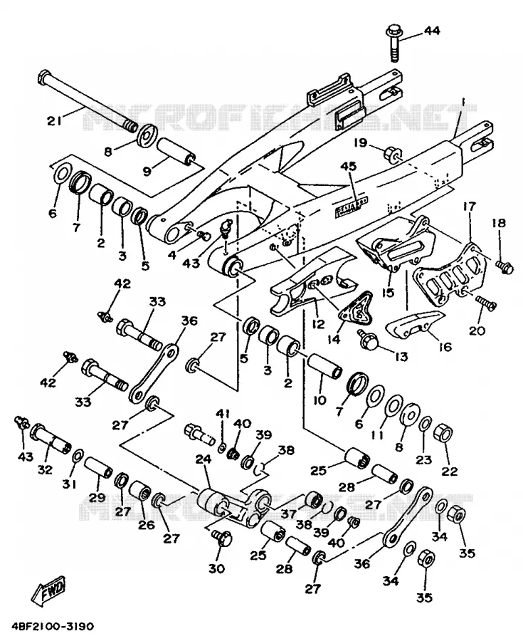 BRAS ARRIERE Yamaha MOTO 200 1993 WR  WR200RE/WR200