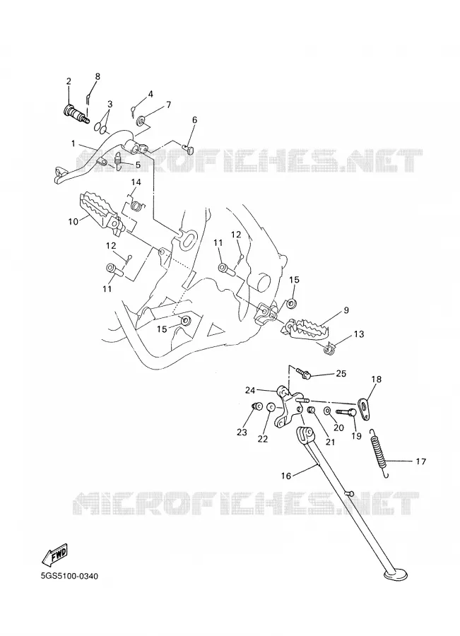 SUPPORT / REPOSE PIEDS Yamaha MOTO 250 2002 WRF  WR250F