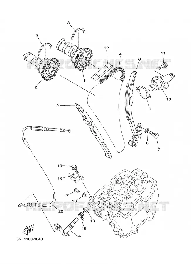 ARBRE A CAMES / CHAINE DE DISTRIBUTION Yamaha MOTO 250 2002 WRF  WR250F